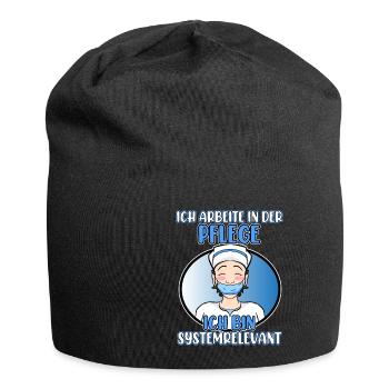 Ich Arbeite In Der Pflege Pfleger Systemrelevant - Jersey-Beanie - Schwarz - Vorne