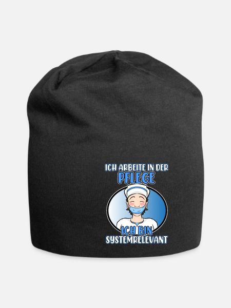 Ich Arbeite In Der Pflege Pfleger Systemrelevant - Jersey-Beanie - Schwarz