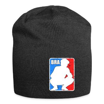 Holzrusse in Russenhocke Bra Bratan Russia blyad R - Jersey-Beanie - Anthrazit - Vorne