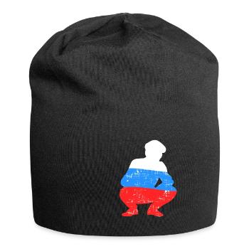 Holzrusse in Russenhocke Bra Bratan Russia blyad R - Jersey-Beanie - Schwarz - Vorne