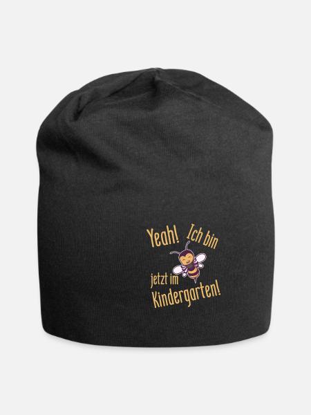 Ich bin jetzt im Kindergarten lustige Biene - Jersey-Beanie - Schwarz