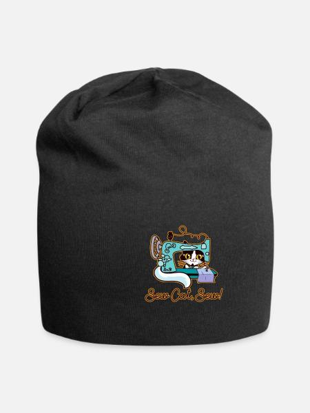 Couture chat hobby tailleur humour - Bonnet en jersey - noir