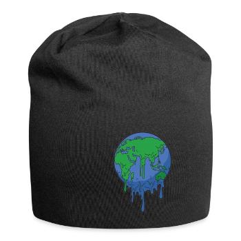 Global warming earth warming melting earth - Jersey Beanie - black - Front