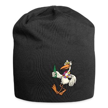 Betrunkener Storch - Jersey-Beanie - Schwarz - Vorne