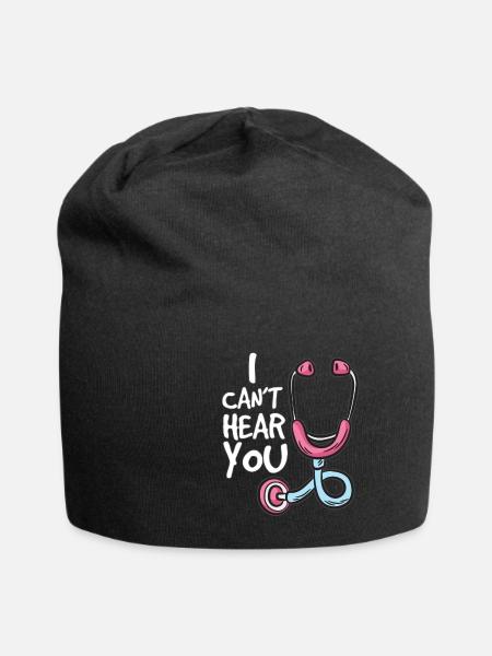 I CANT HEAR YOU Hausarzt Arzt Humor Stethoskop - Jersey-Beanie - Schwarz