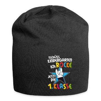 Tschüss Kindergarten ich rocke jetzt die Schule - Jersey-Beanie - Schwarz - Vorne