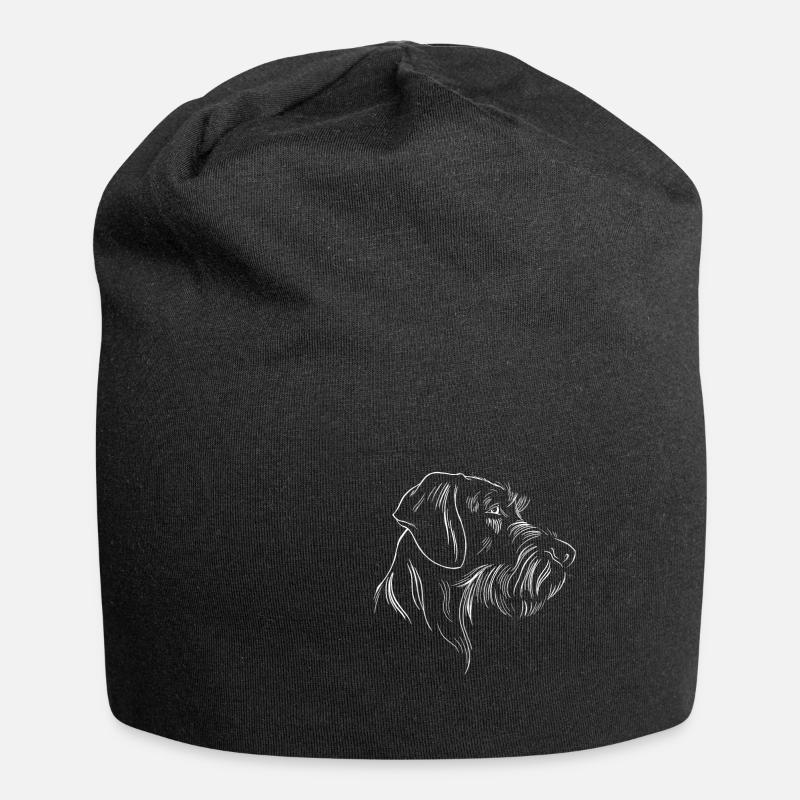 Deutsch Drahthaar Hunderasse Kopf Zeichnung - Jersey-Beanie - Schwarz