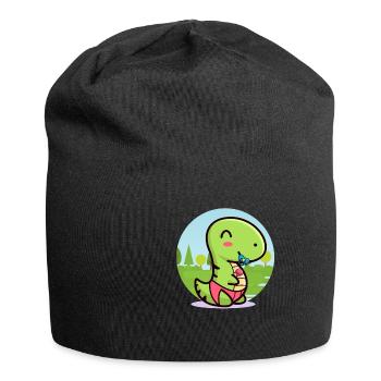 Hochet tétine bébé dinosaure TREX - Bonnet en jersey - noir - Devant