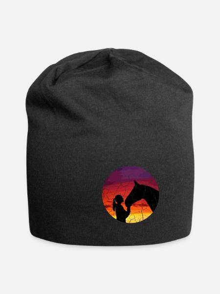Reiten Sunset Hobby Pferde Racer Geschenk - Jersey-Beanie - Schwarz