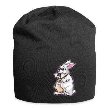 Rabbit with human foot chain lucky charm humor - Jersey Beanie - black - Front