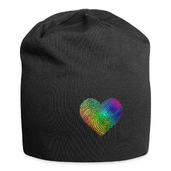LGBT Gay Arc-en-ciel Coeur Amour - Bonnet en jersey - noir - Devant