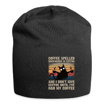 Café épelé à l'envers est caféine eeffoc café - Bonnet en jersey - noir - Devant
