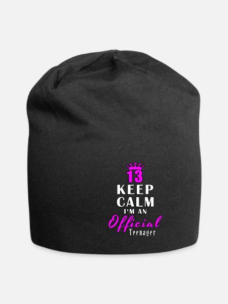 13 Keep Calm I'm An Official Teenager - Jersey Beanie - black