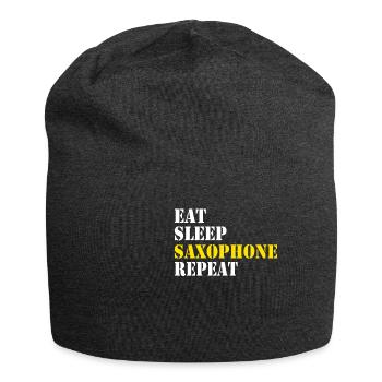 eat sleep saxophone repeat - Jersey Beanie - charcoal grey - Front