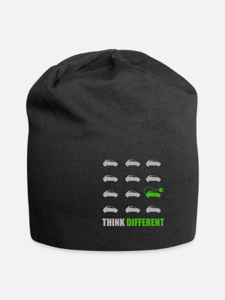 Think Different Elektroauto E-Auto Spruch I Klima - Jersey-Beanie - Schwarz