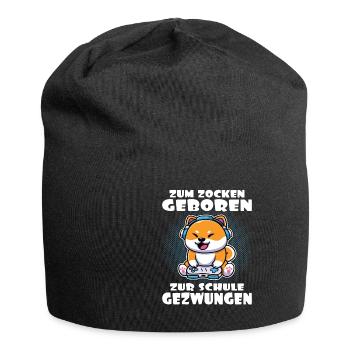 Zum Zocken geboren zur Schule gezwungen Shiba Hund - Jersey-Beanie - Schwarz - Vorne