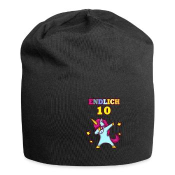 Einhorn 10 Jahre Geburtstag Einhorn Geburtstag - Jersey-Beanie - Schwarz - Vorne