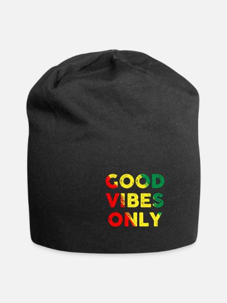 Good Vibes Only Rasta Reggae Roots Clothing - Jersey Beanie - black