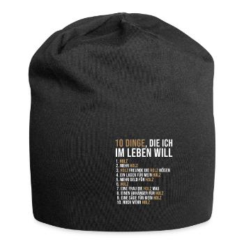 Holz Liebhaber Holz - Jersey-Beanie - Schwarz - Vorne