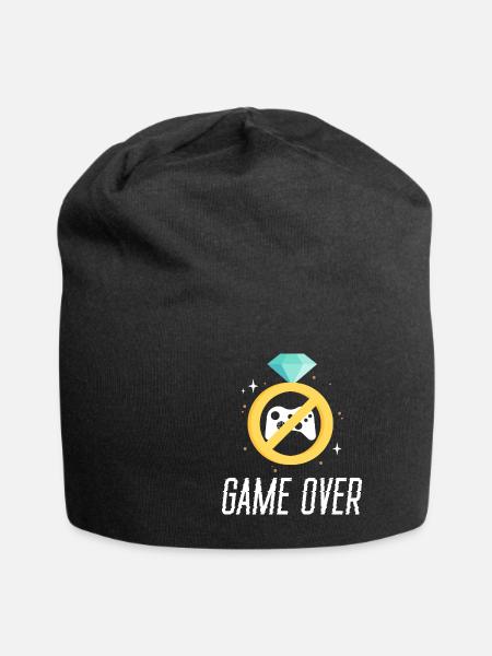 Game over wedding engaged marriage gamer funny - Jersey Beanie - black