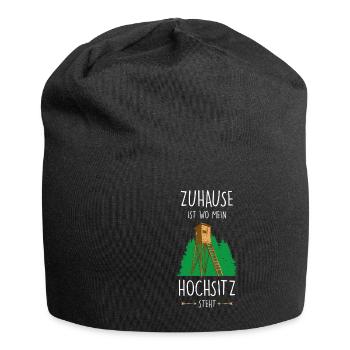 Zuhause Ist Wo Mein Hochsitz Steht Jäger Jagd Wald - Jersey-Beanie - Schwarz - Vorne