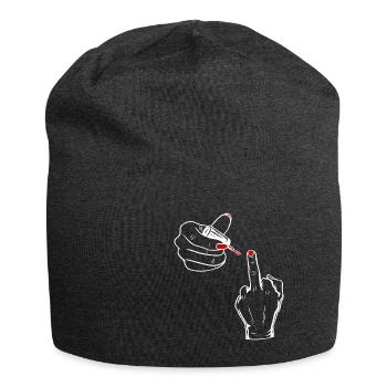Women's middle finger sarcasm nail polish - Jersey Beanie - charcoal grey - Front