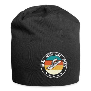 Echte Männer legen Fliesen Fliesenleger Tshirt - Jersey-Beanie - Schwarz - Vorne