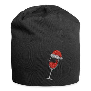 Wein Weihnachten Mütze glitzer schön - Jersey-Beanie - Schwarz - Vorne