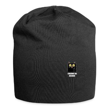 Katze erkenne die Zeichen Mittelfinger - Jersey-Beanie - Schwarz - Vorne