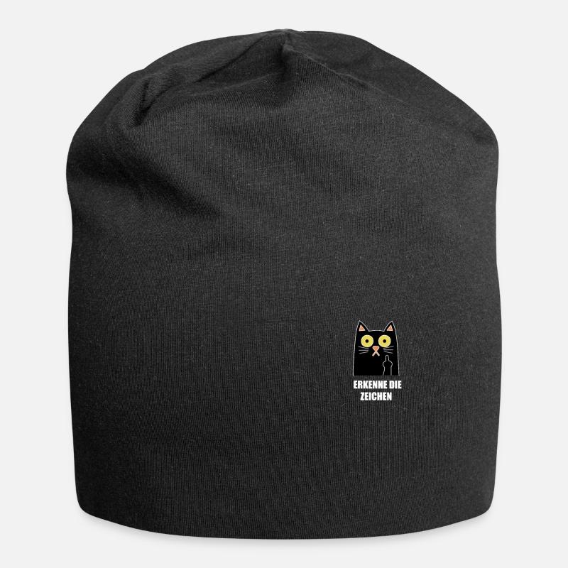 Katze erkenne die Zeichen Mittelfinger - Jersey-Beanie - Schwarz