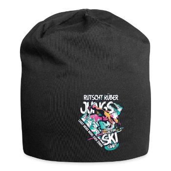 Ski Skipiste Skiurlaub Skigebiet Apres Ski Spruch - Jersey-Beanie - Schwarz - Vorne