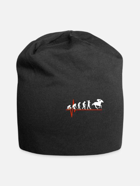 Horse Racing Heartbeat - EVOLUTION OF HORSE RACING - Jersey Beanie - black