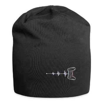 Kids Video Game Geek Controller Gamer Heartbeat - Jersey Beanie - black - Front