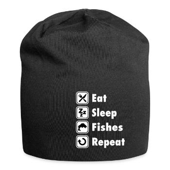T-SHIRT - Eat Sleep Fish Repeat - Jersey Beanie - black - Front