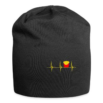 Fritten Herzschlag Pommes Frites EKG Puls Fast Foo - Jersey-Beanie - Schwarz - Vorne