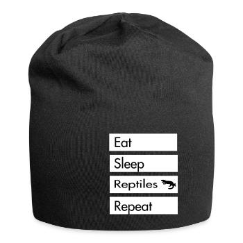 Eat Sleep Reptiles Repeat - Reptile Design - Jersey-Beanie - Schwarz - Vorne