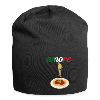 Amore Spaghetti Bolognese Parmesan Käse Pasta Nude - Jersey-Beanie - Schwarz - Vorne