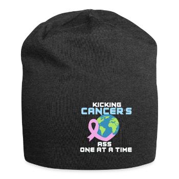 Kicking the cancer's ass - one by one - Jersey Beanie - charcoal grey - Front