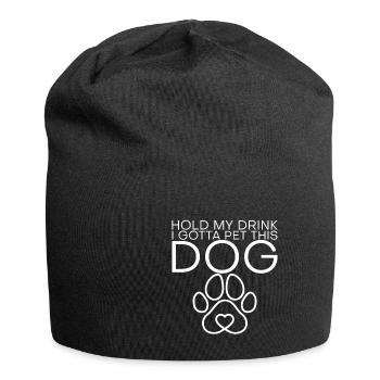 Hold My Drink, I Gotta Pet This Dog - Jersey-Beanie - Schwarz - Vorne