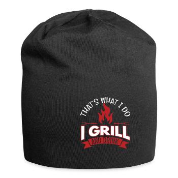 I Grill And Drink Grilling BBQ - Jersey Beanie - black - Front
