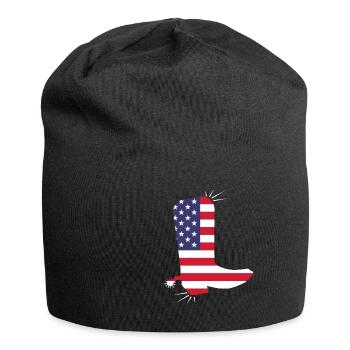 American Flag Cowboy Boot Stars And Stripes - Jersey Beanie - black - Front
