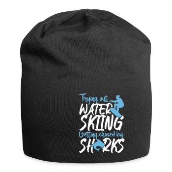 Out Water Skiing Getting Chased - Jersey Beanie - black - Front