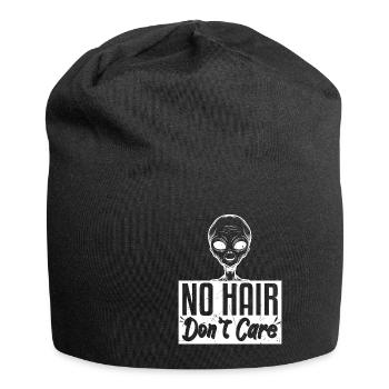 No Hair Dont Care Funny Bald Head - Jersey Beanie - black - Front