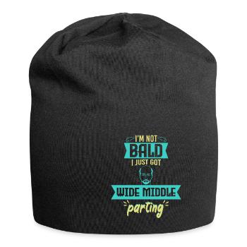 Bald Just Wide Middle Parting - Jersey Beanie - black - Front