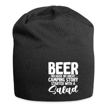 No Great Camping Story Started With A Salad 2 - Jersey-Beanie - Schwarz - Vorne