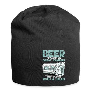 No Great Camping Story Started With A Salad 3 - Jersey-Beanie - Schwarz - Vorne