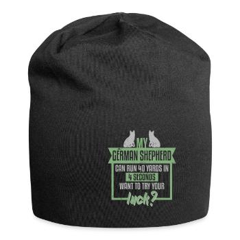 My German Shepherd Runs 40 Yards Wanna Try - Jersey Beanie - black - Front