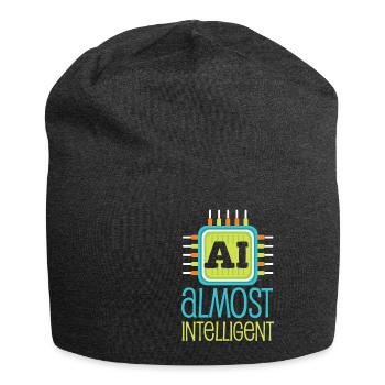 AI Almost Intelligent AI Humor - Jersey Beanie - charcoal grey - Front