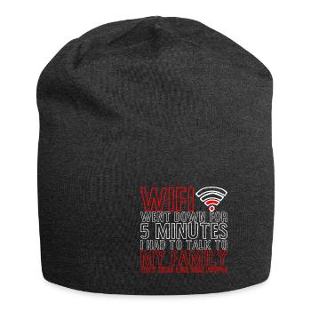 Wifi Went Down For 5 Minutes 4 - Jersey Beanie - charcoal grey - Front