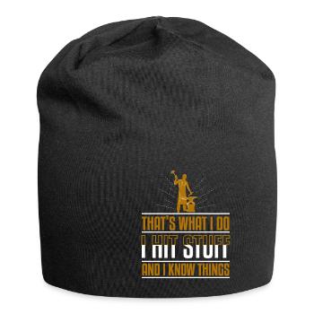 Thats What I Do Hit Stuff And Know Things - Jersey Beanie - black - Front
